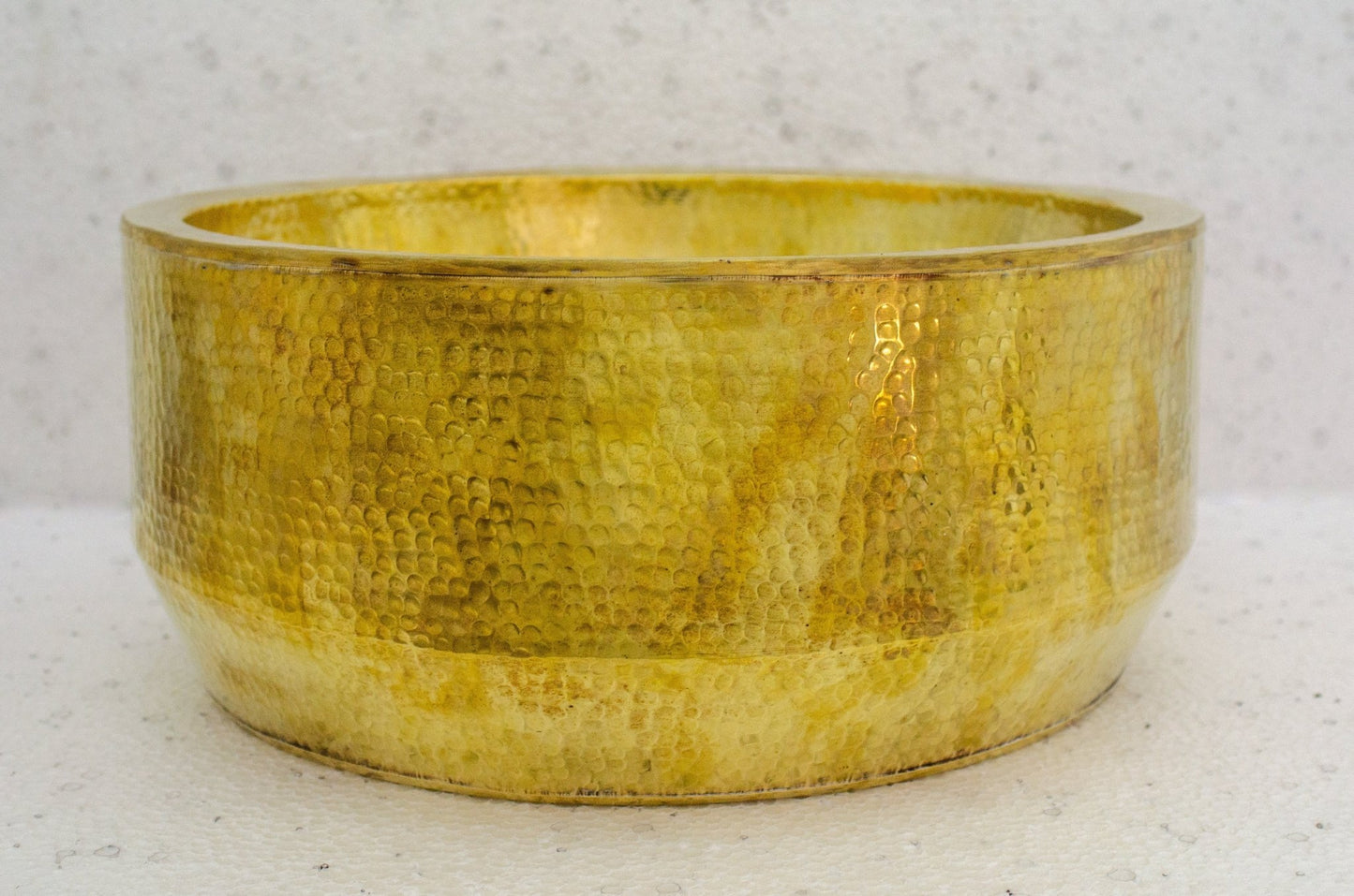 Hammered Round Vessel Sink - Handmade Traditional Brass Sink