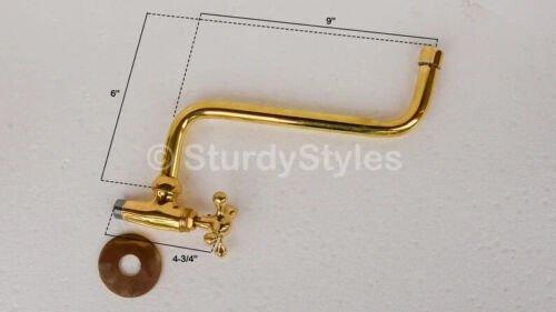 Unlacquered Solid Brass Pot Filler, Kitchen Faucet, Cross Handles