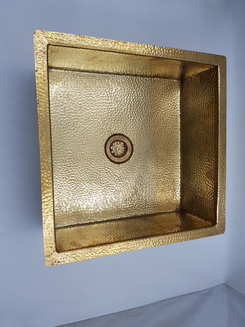 Drop-in / Undermount Brass Sink ,  Hammered Sink 16"x16"/8"