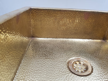 Drop-in / Undermount Brass Sink ,  Hammered Sink 16"x16"/8"
