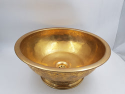 Engraved Moroccan Copper Vessel Sink  - Moroccan bathroom sink