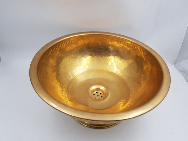 Antique Brass Drop-In Sink: Engraved Golden Brass