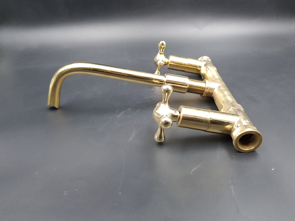 Antique Brass Wall Mount Bathroom Faucet