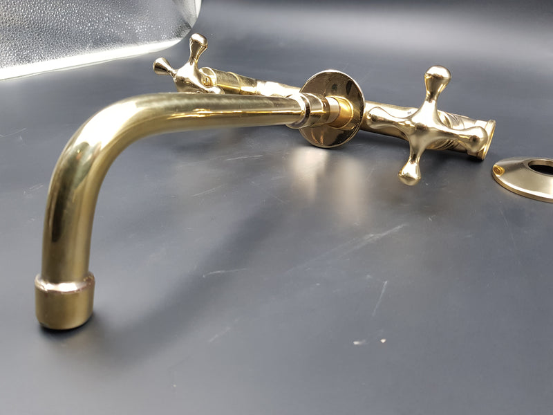 Brushed Brass Bathroom Faucet - Wall Mount Bathroom Faucet