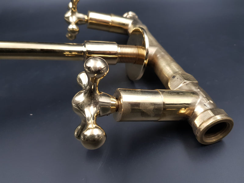 Brushed Brass Bathroom Faucet - Wall Mount Bathroom Faucet