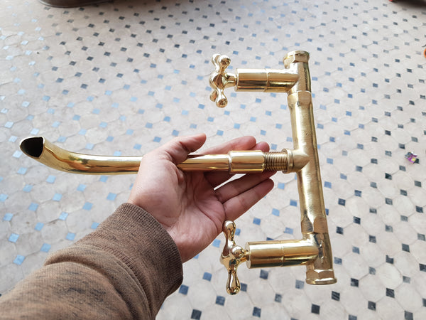 Brushed Brass Bathroom Faucet - Wall Mount Bathroom Faucet