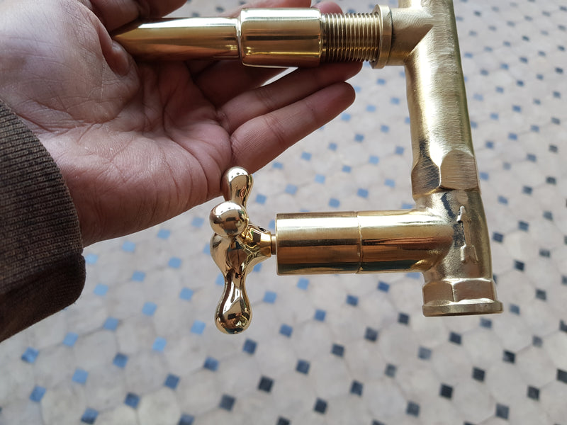 Brushed Brass Bathroom Faucet - Wall Mount Bathroom Faucet