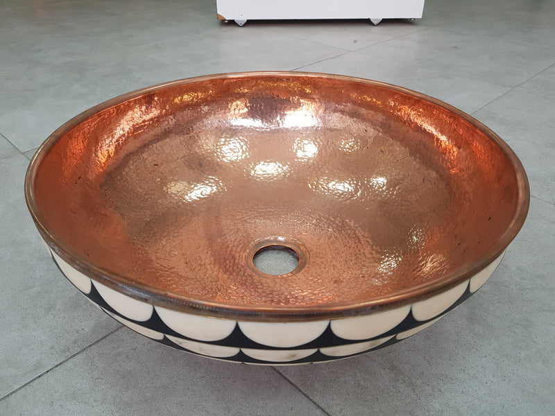 Ceramic And Brass Vessel Sink  , Round Sink 16-1/4 "