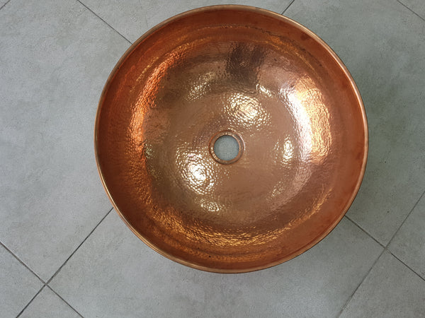 Copper And Ceramic Vessel Sink , Black And White Round Sink