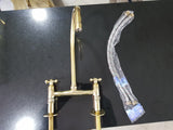 Brass Bridge Faucet - Antique Brass Kitchen Faucet with sprayer