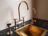 Antique Brass Bridge Kitchen Faucet