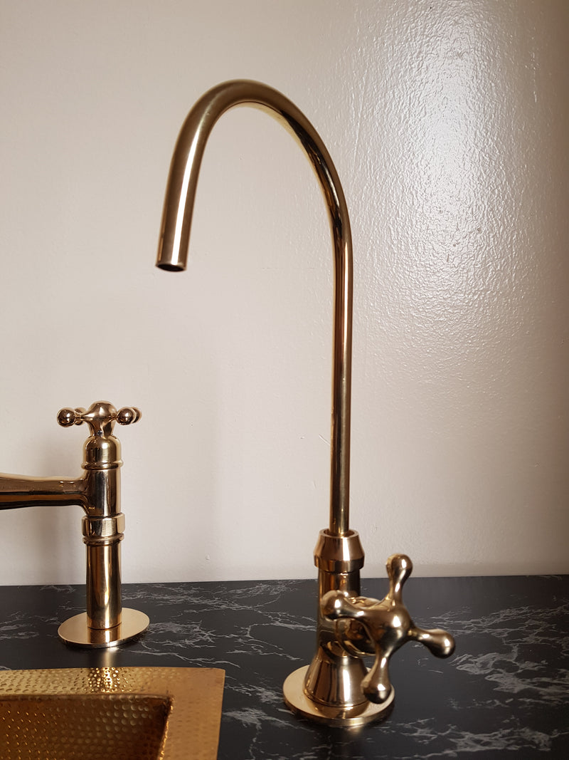 Antique Brass Bridge Kitchen Faucet