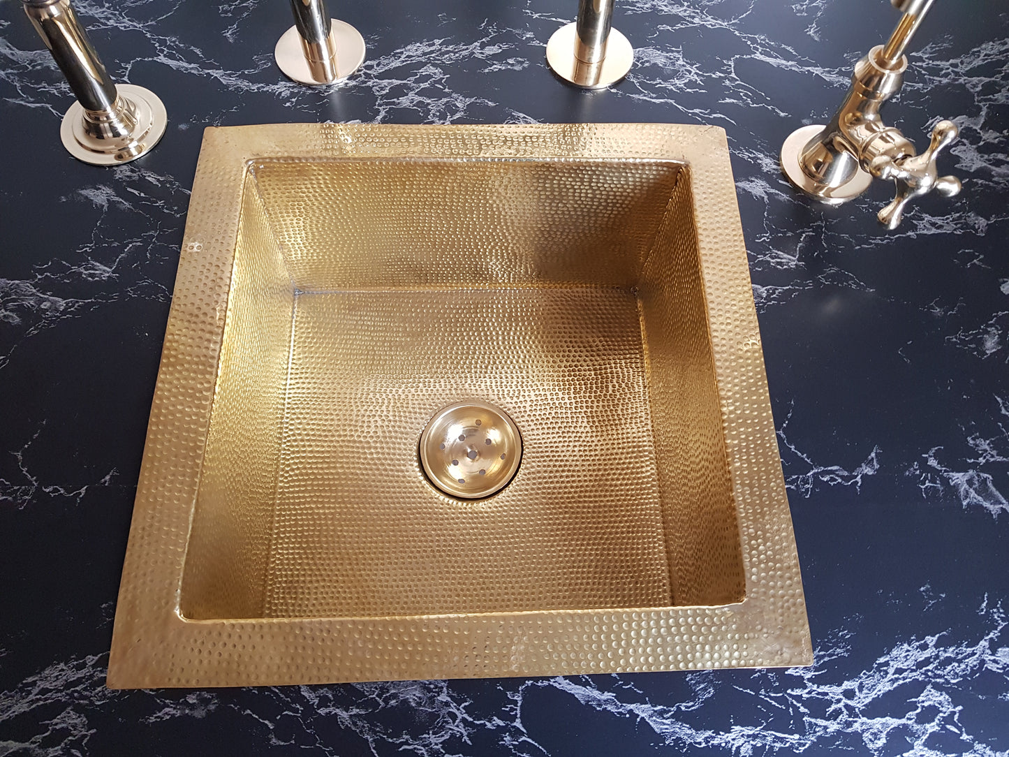 Drop-in / Undermount Brass Sink ,  Hammered Sink 16"x16"/8"
