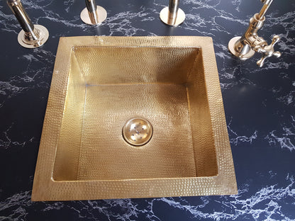 Drop-in / Undermount Brass Sink ,  Hammered Sink 16"x16"/8"