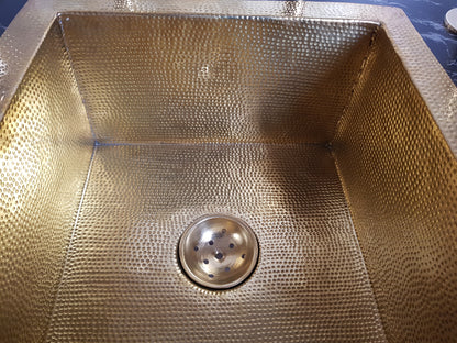 Drop-in / Undermount Brass Sink ,  Hammered Sink 16"x16"/8"