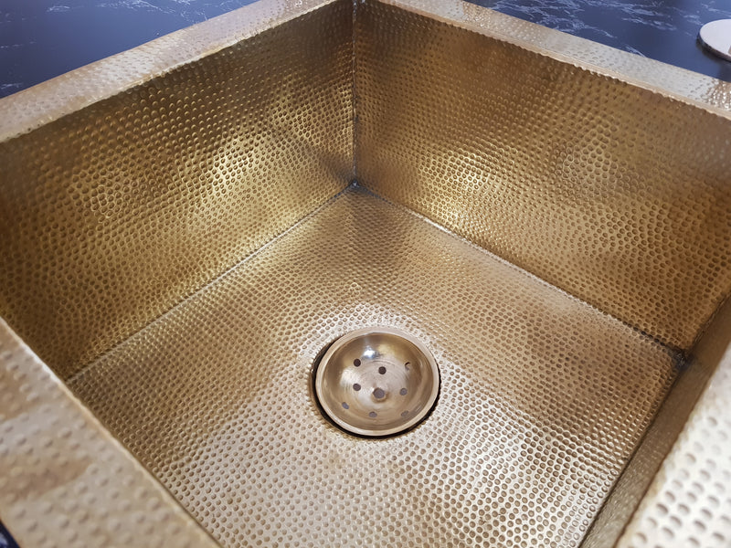 Drop-in / Undermount Brass Sink ,  Hammered Sink 16"x16"/8"