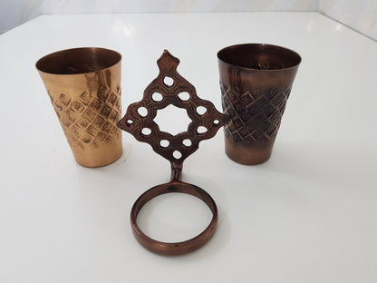 Handcrafted Toothbrush Holder, Unlacquered Solid Copper and Brass Gold Toothpaste Makeup Brushes  Holder Bath wall mounted Cup Organizer