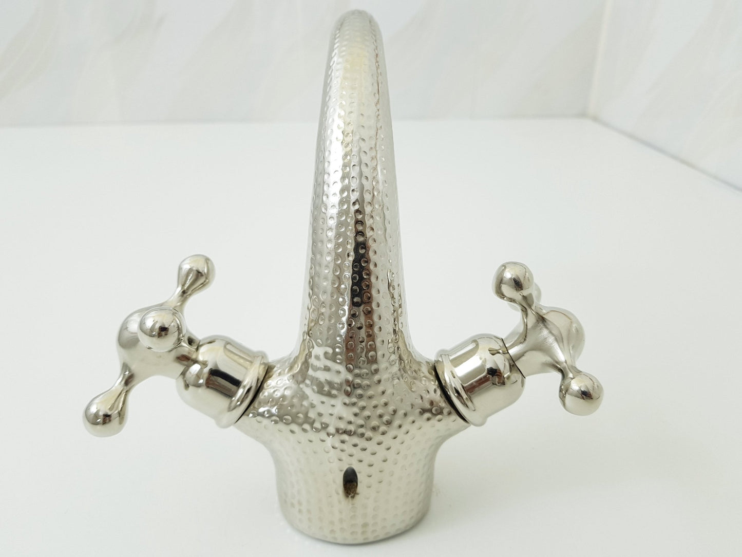 Hammered silver faucet ; Bathroom silver faucet ; two handles faucet