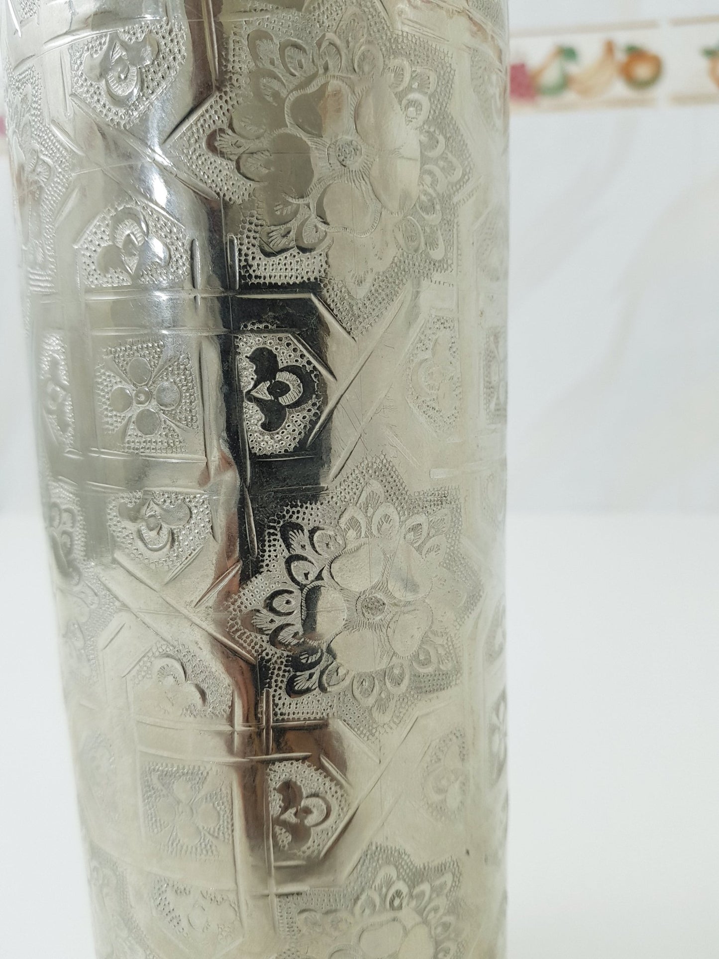 Silver toilet brush holder ; Engraved solid silver ; handmade toilet brush holder ;floor mount toilet brush holder