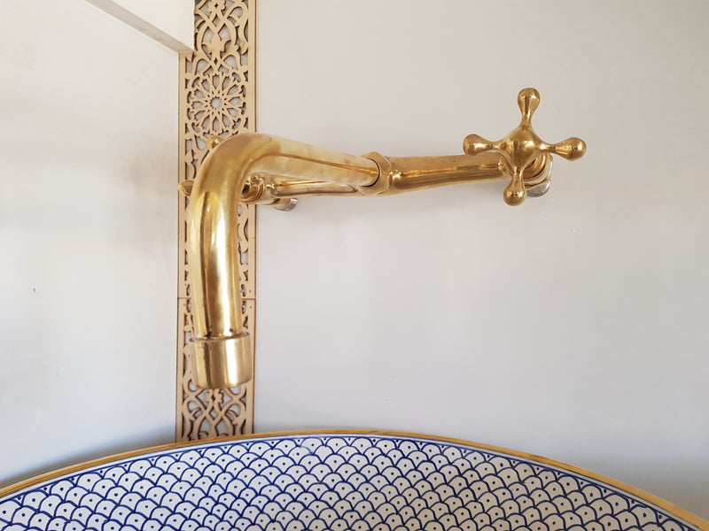 Brass Wall Mount Kitchen Faucet - Antique Brass Kitchen Faucet