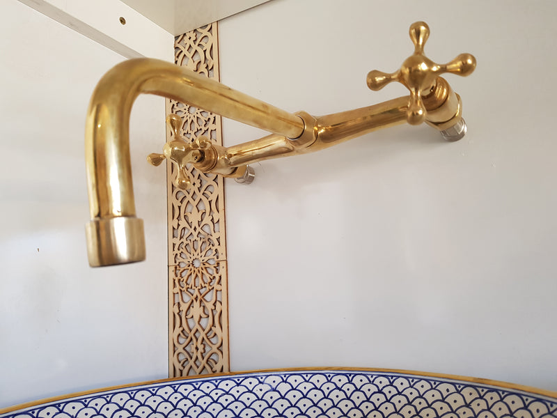 Brass Wall Mount Kitchen Faucet - Antique Brass Kitchen Faucet