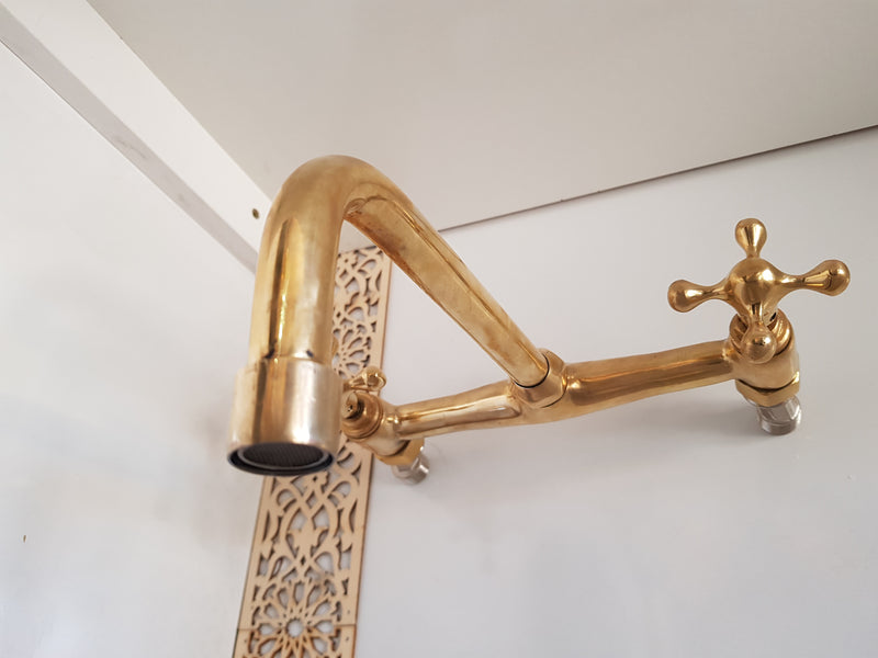 Brass Wall Mount Kitchen Faucet - Antique Brass Kitchen Faucet