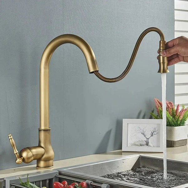 brass pull out kitchen faucet