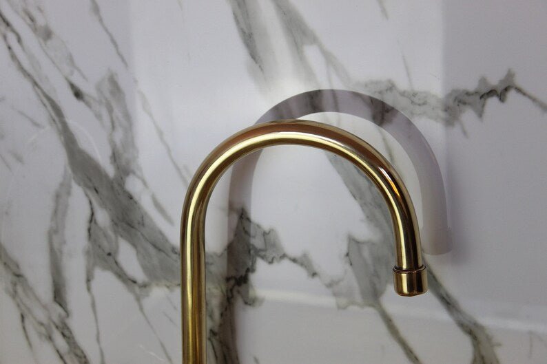 Unlacquered Brass Bridge Faucet With Linear Legs and Various Handles style  vintage Kitchen 8" Brass Bridge