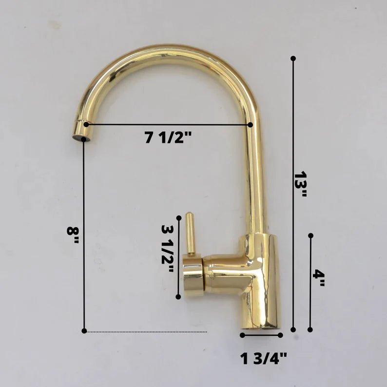 Unlacquered Brass Single Hole Faucet, Mixer Lever Handles, Bathroom and Kitchen Faucet