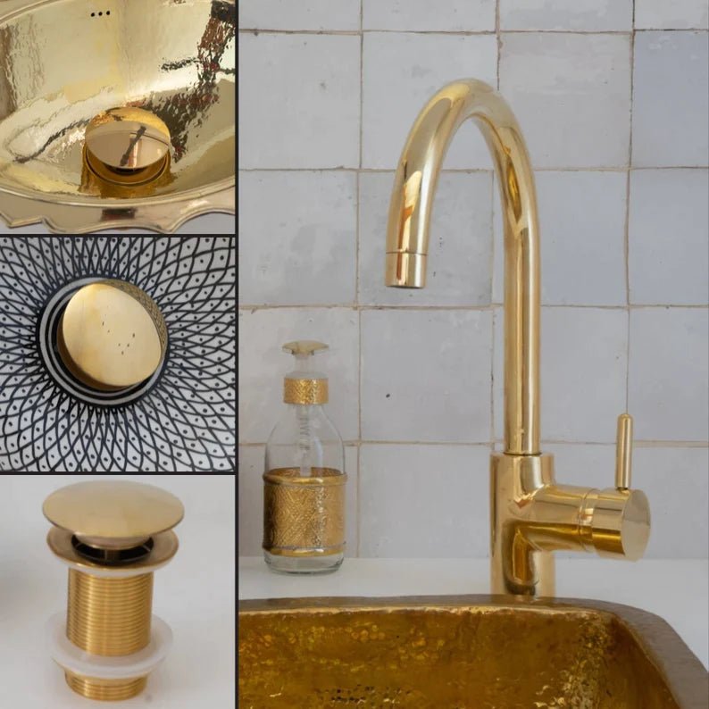 Unlacquered Brass Single Hole Faucet, Mixer Lever Handles, Bathroom and Kitchen Faucet