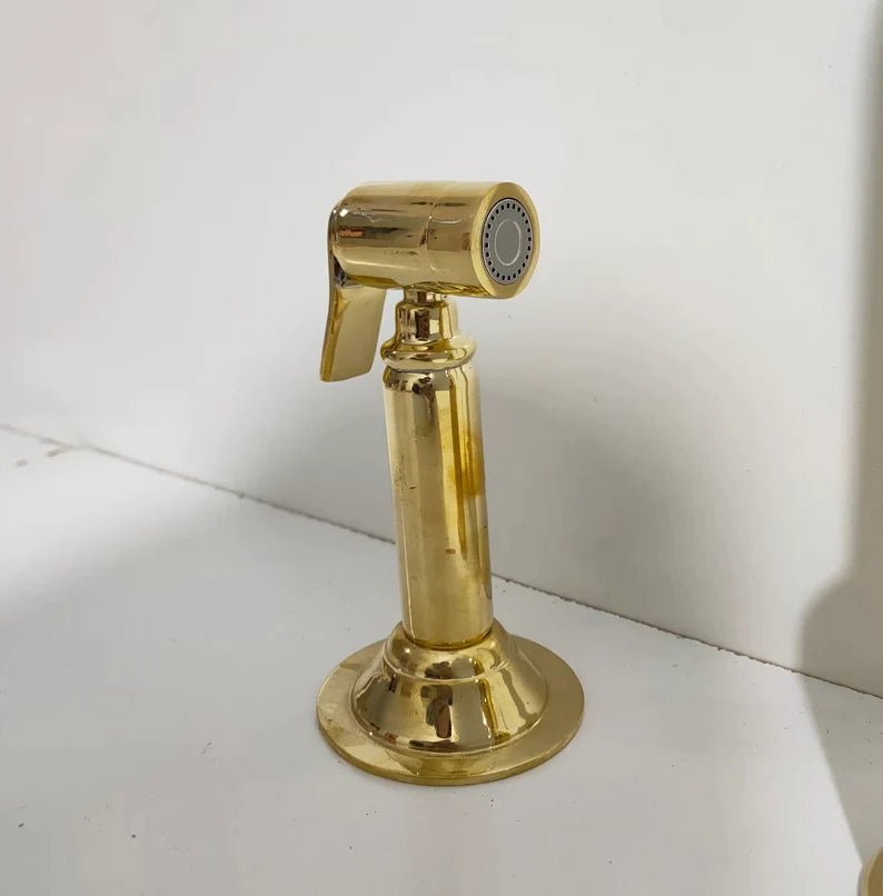 Unlacquered Brass Sink Mixer Faucet With Lever Handles, Single Hole Kitchen Faucet