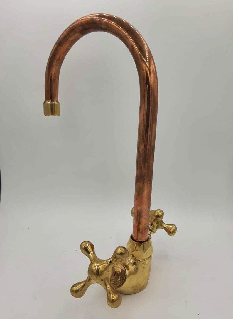 Copper and Brass Faucet with - Kitchen Bathroom Faucet - Two Handles Faucet