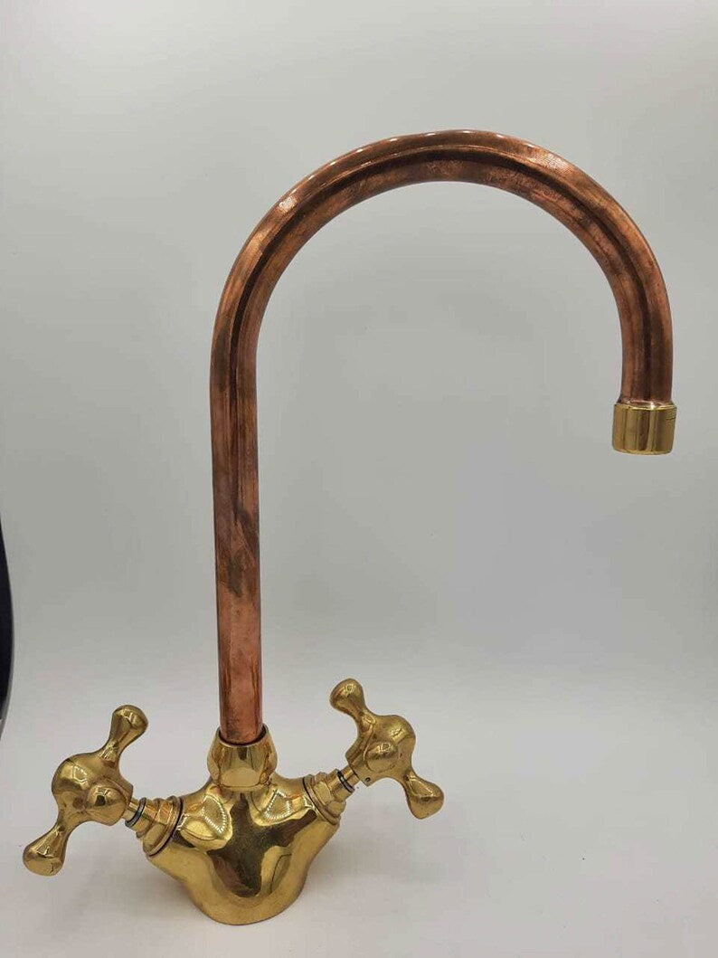 Copper and Brass Faucet with - Kitchen Bathroom Faucet - Two Handles Faucet
