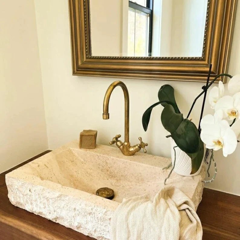 Gooseneck Bathroom Solid Brass Faucet, Unlacquered Brass Single hole Faucet , Kitchen Faucet Bathroom ,360 degree swivel spout