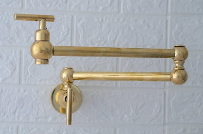 unlacquered solid Brass Pot Filler Kitchen Faucet, Solid Brass Faucet with simple lever Handle