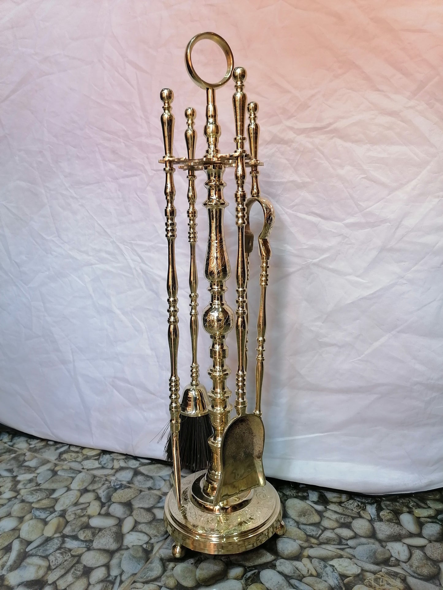 Antique Brass Fireplace Screen - Vintage Fireplace Screen