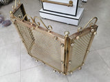 Antique Brass Fireplace Screen - Vintage Fireplace Screen