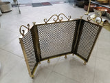Antique Brass Fireplace Screen - Vintage Fireplace Screen