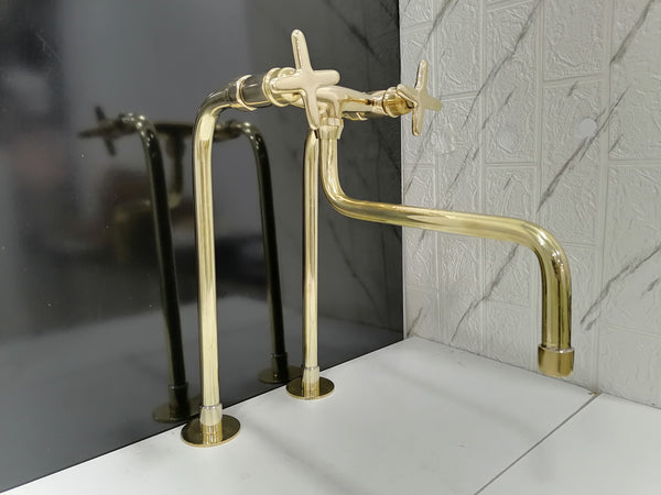 Enhance Your Kitchen with Handmade Unlacquered Brass Kitchen Faucets - Experience Timeless Elegance and Superior Craftsmanship