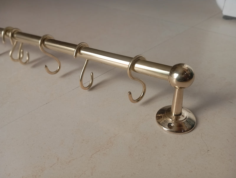 Brass Hanging Rail: Elegant Kitchen Organization