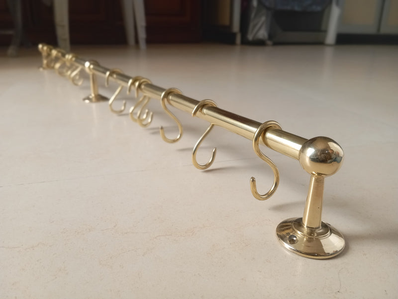 Brass Hanging Rail: Elegant Kitchen Organization