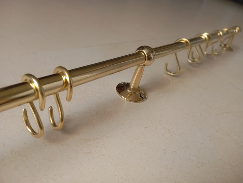 Brass Hanging Rail: Elegant Kitchen Organization