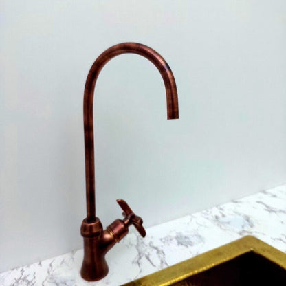 Low Arc Copper Vanity Faucet, Flat Cross Handle
