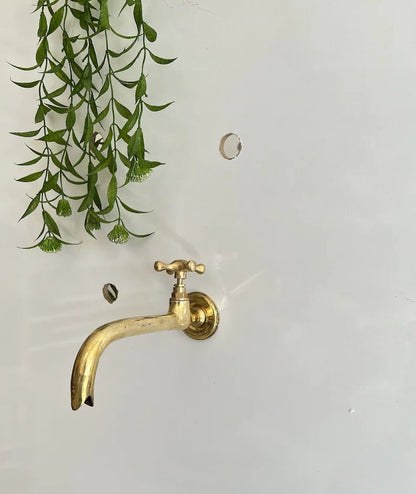 Moroccan handmade Unlaqured brass garden faucet - Moroccan brass faucet - Brass faucet .