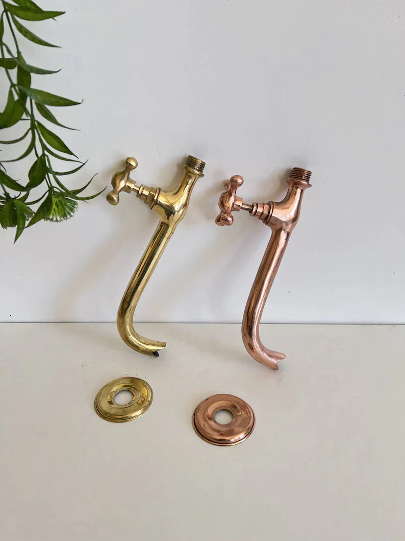 Moroccan handmade Unlaqured brass garden faucet - Moroccan brass faucet - Brass faucet .