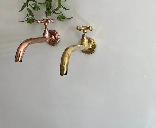 Moroccan handmade Unlaqured brass garden faucet - Moroccan brass faucet - Brass faucet .