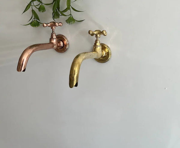 Moroccan handmade Unlaqured brass garden faucet - Moroccan brass faucet - Brass faucet .