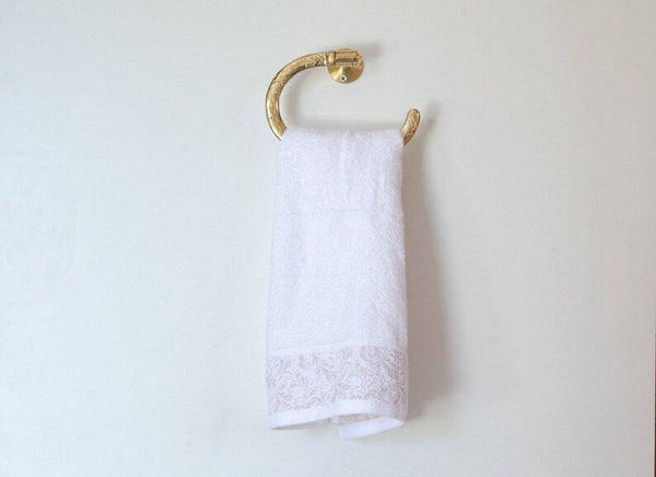 Solid Brass Towel Holder, Handcrafted Powder Room Holder