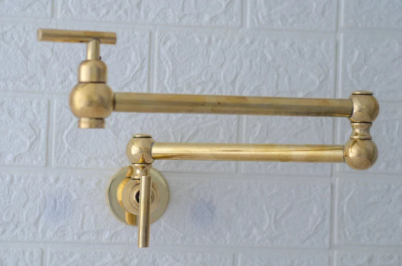 unlacquered solid Brass Pot Filler Kitchen Faucet, Solid Brass Faucet with simple lever Handle