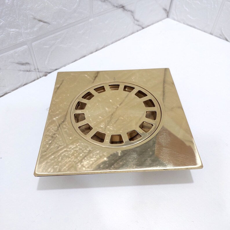 Square Shower Drain, Crafted from Solid Brass. Brass Drain Cover A Perfect Blend of Style and Durability for Your Bathroom